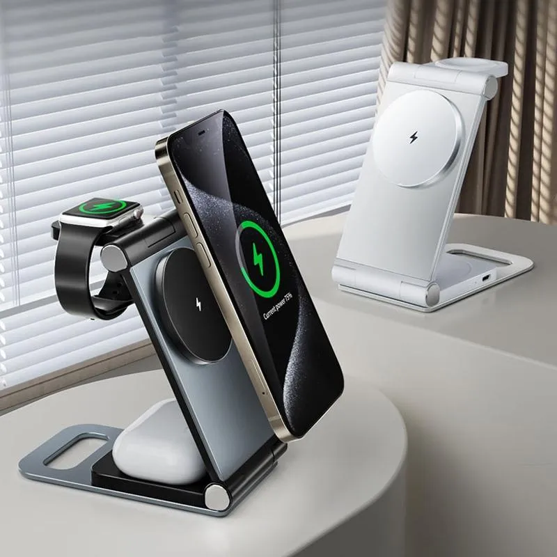 15W 3 In 1 Foldable Desktop Wireless Charger