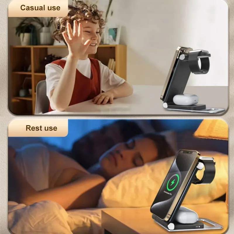 15W 3 In 1 Foldable Desktop Wireless Charger