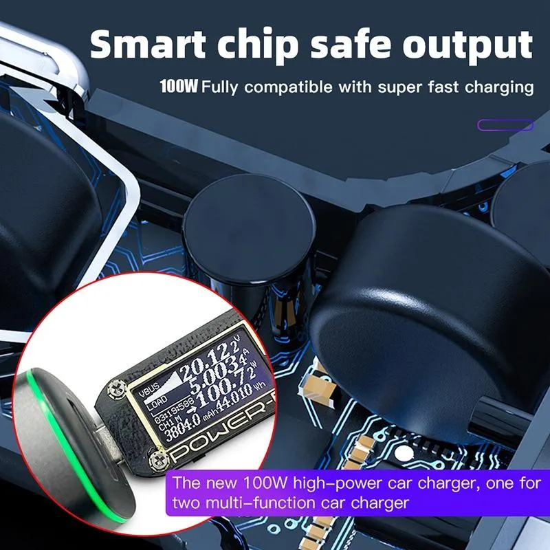 2-in-1 Car Charger - 100w - Compact Design