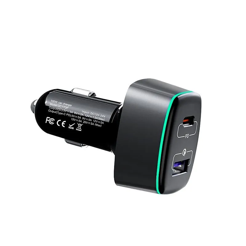2-in-1 Car Charger - 100w - Compact Design