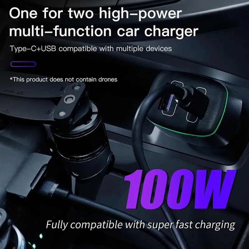 2-in-1 Car Charger - 100w - Compact Design