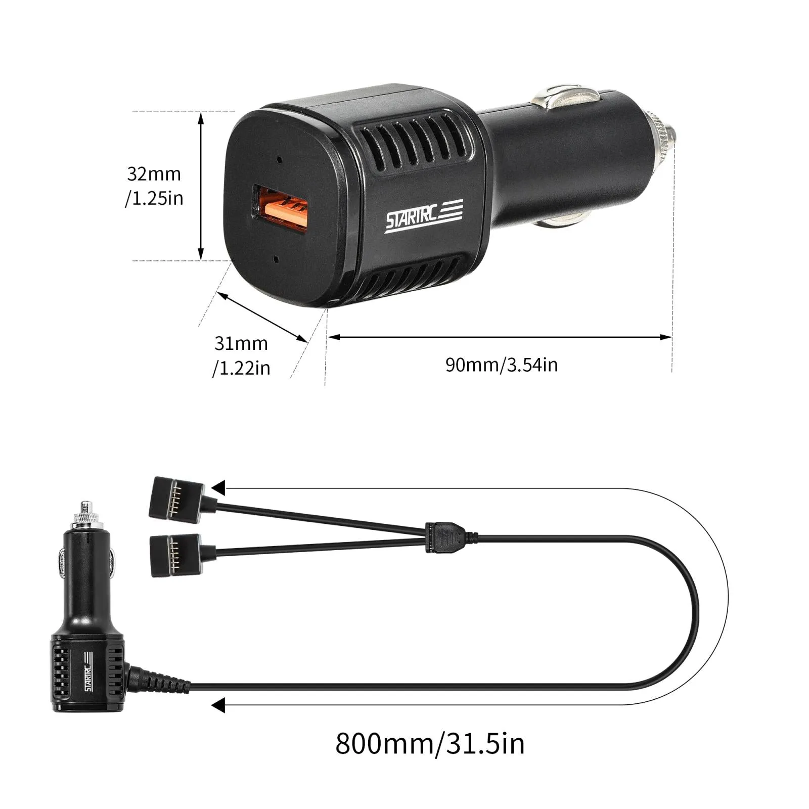 2-in-1 Car Charger for Dji Mavic Mini / 3 Pro with Battery and Remote Control