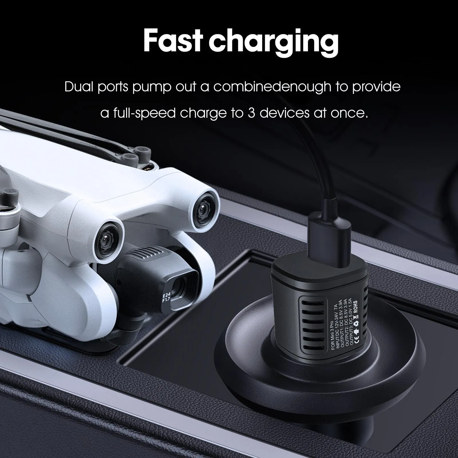2-in-1 Car Charger for Dji Mavic Mini / 3 Pro with Battery and Remote Control