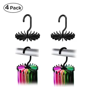 4 Pack Twirl Tie Rack Tie Belt Hanger Holder Hook for Closet Organizer Storage