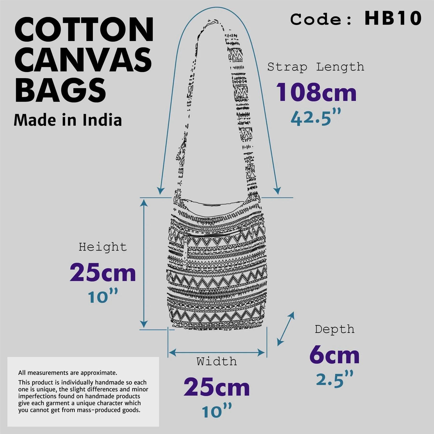 Cotton Canvas Sling Shoulder Bag - Aztec Purple Red