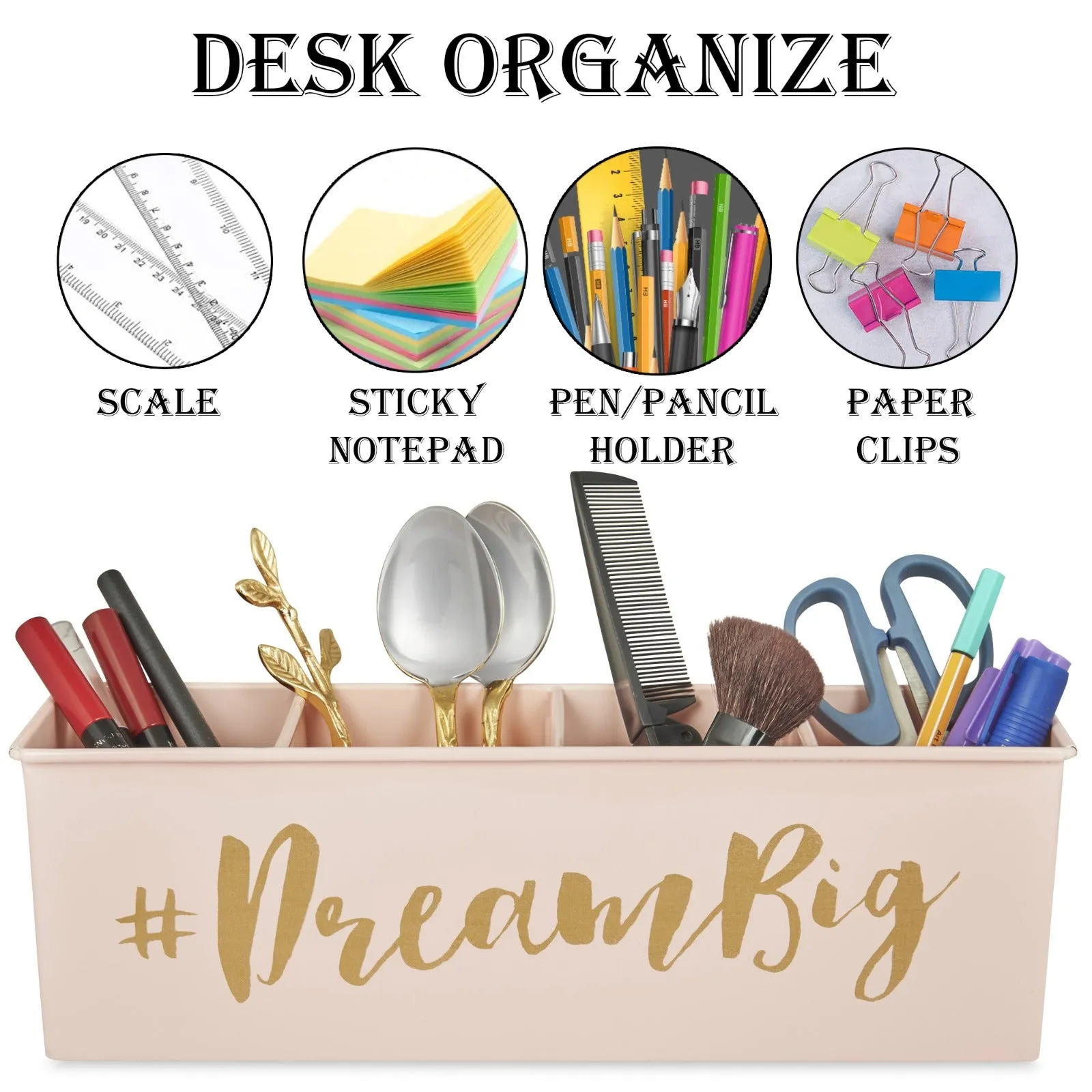 Elan Dream Big Desk Organizer, Cosmetic Organizer, Gadget Organiser (4 Compartment)