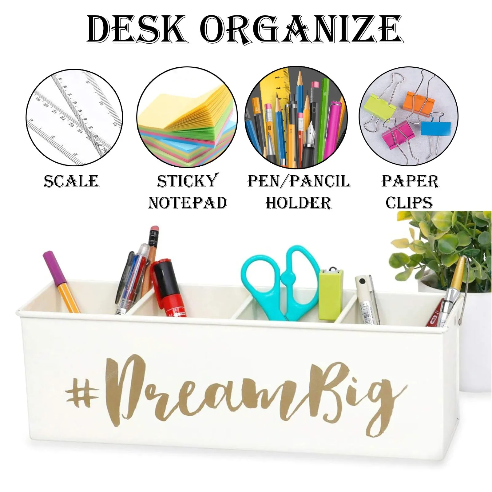 Elan Dream Big Desk Organizer, Cosmetic Organizer, Gadget Organiser (4 Compartment)