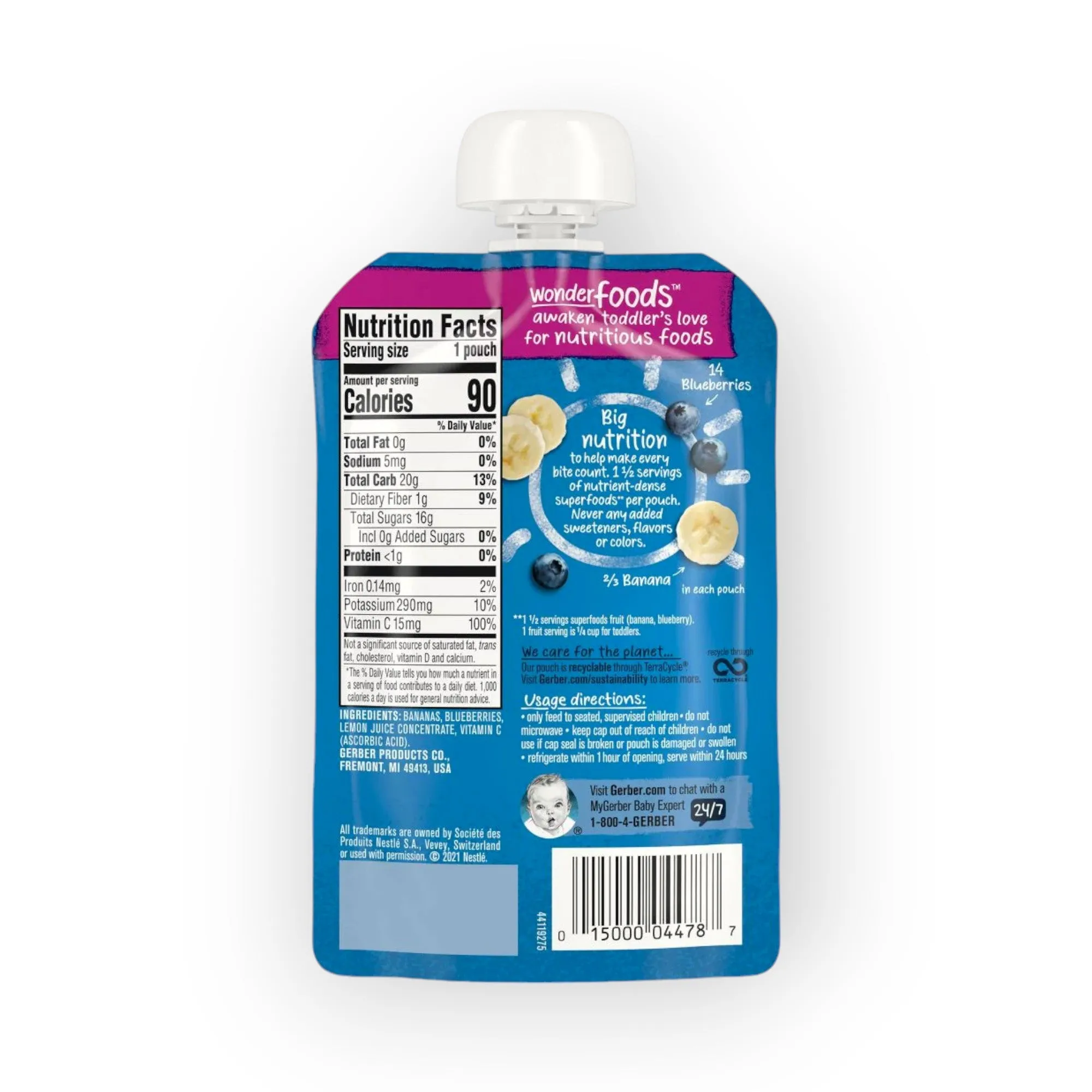 Gerber Wonder Foods Banana Blueberry, 99g