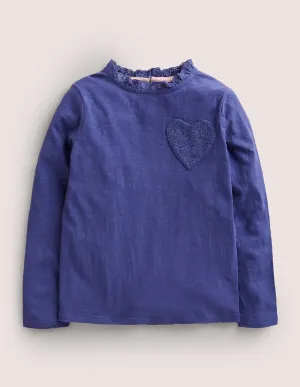 Long Sleeve Heart Pocket Top-Soft Starboard Blue