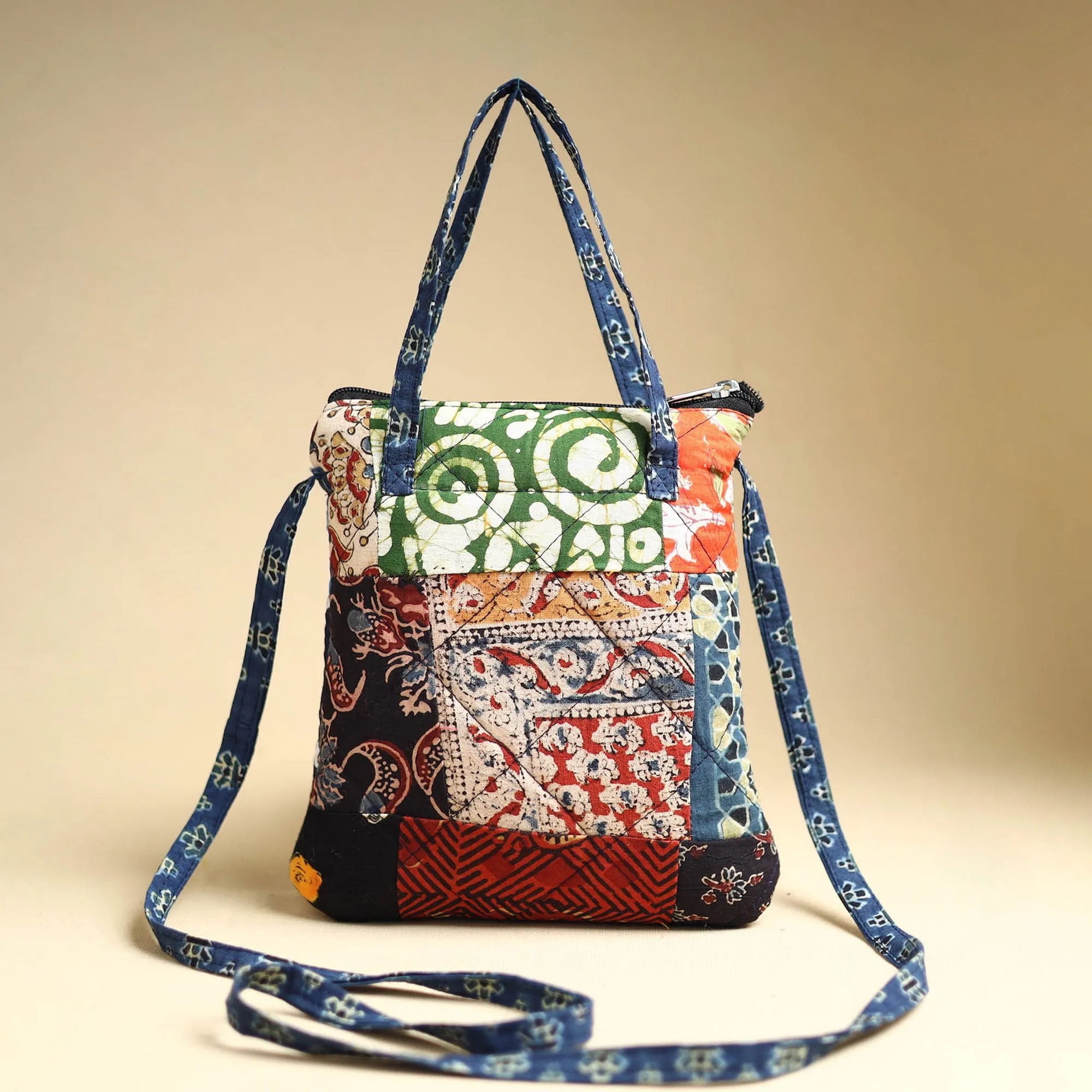 Multicolor - Handmade Quilted Cotton Patchwork Sling Bag 58