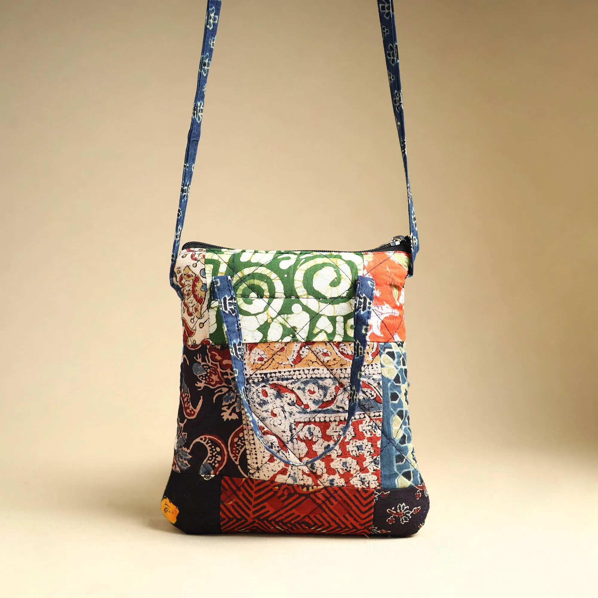 Multicolor - Handmade Quilted Cotton Patchwork Sling Bag 58