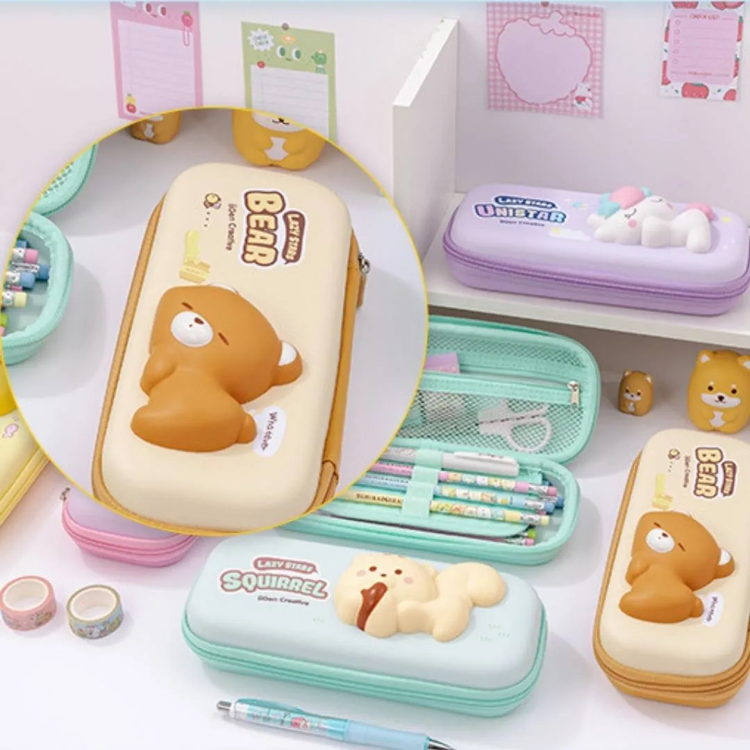 Multifunctional Pencil Case Student Stationery Storage Box With Cute Cartoon Stress Relief Toy Pencil Box