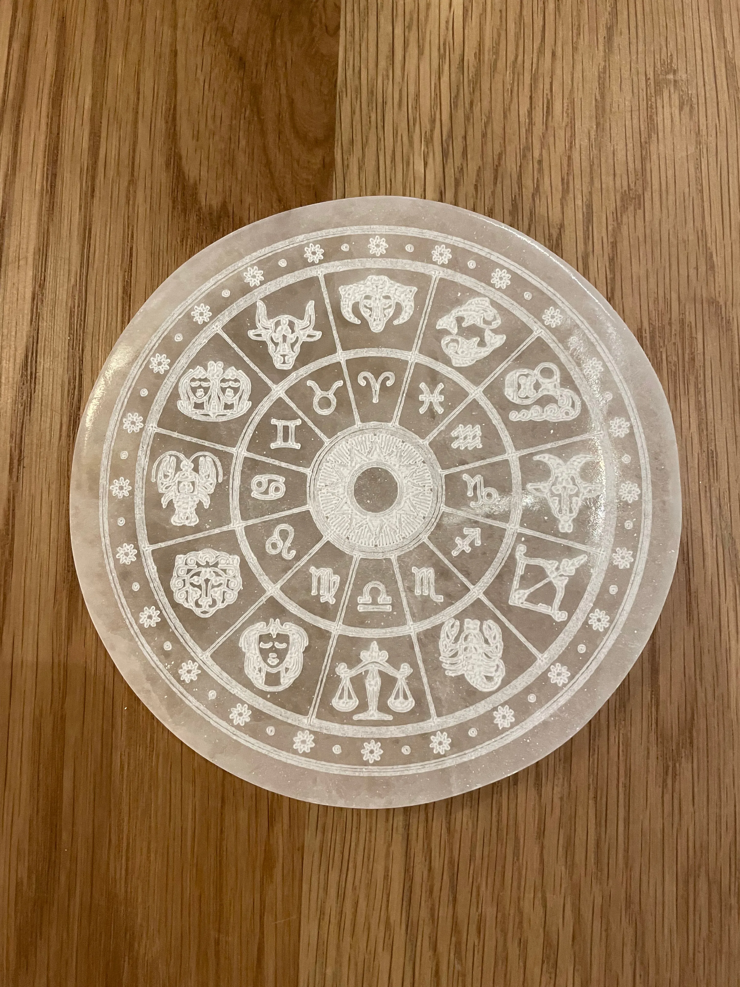 Selenite Zodiac Charging Disk