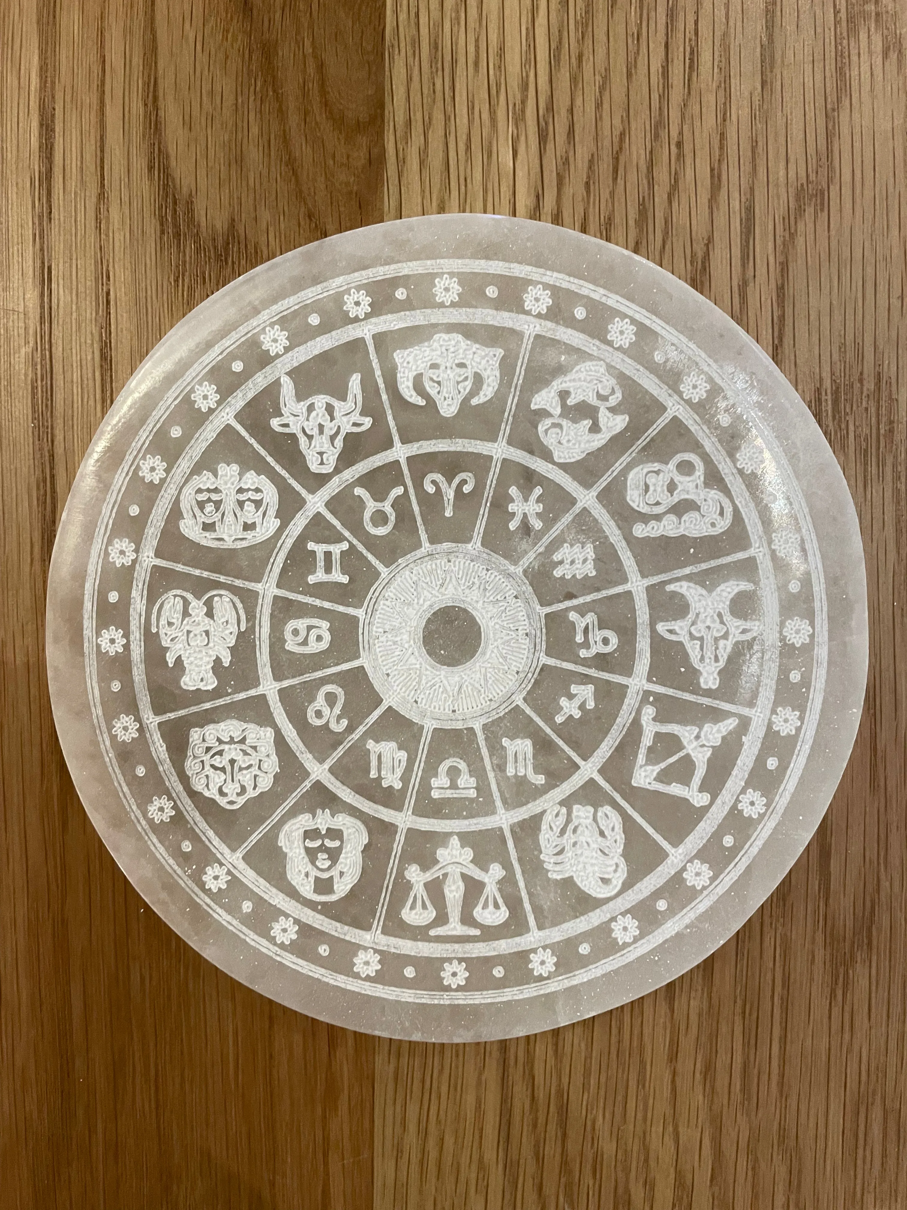Selenite Zodiac Charging Disk
