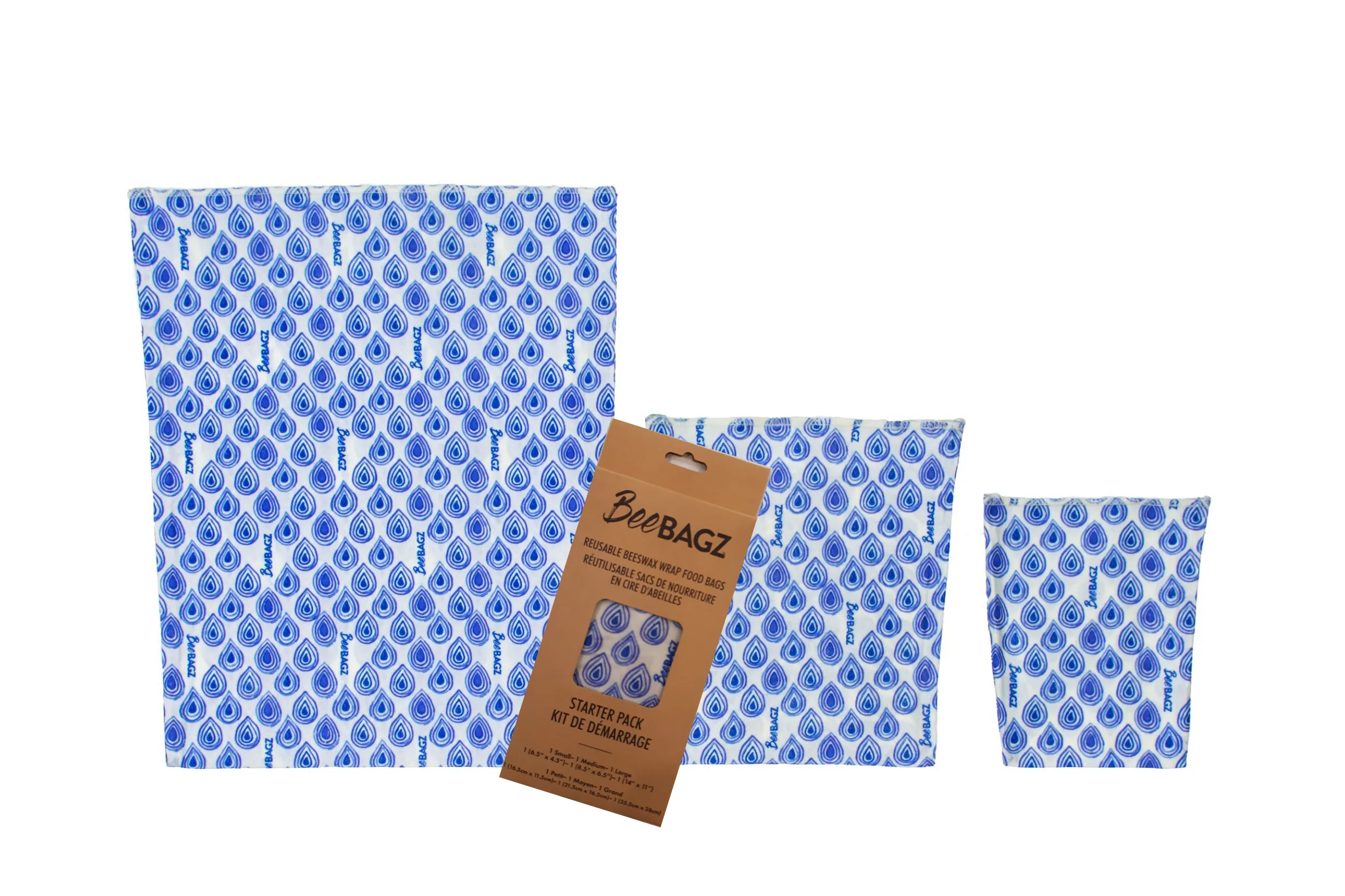 Starter Pack of 3 - Reusable Beeswax Wrap Food Storage Bags