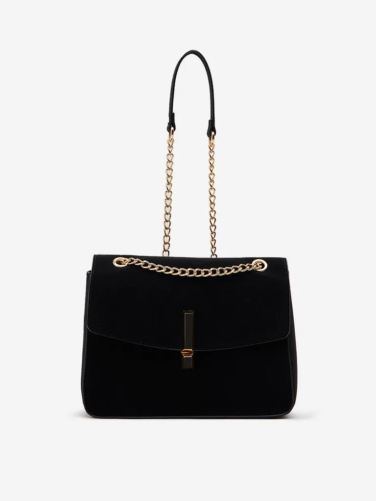 Westside Black Textured Sling Bag