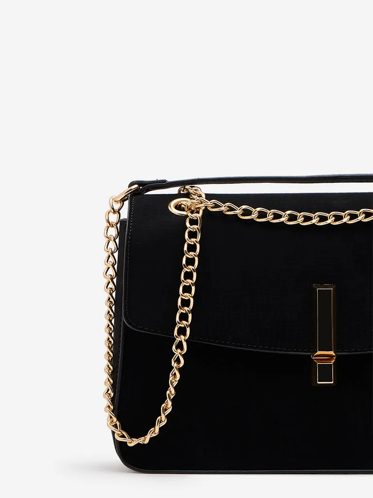 Westside Black Textured Sling Bag